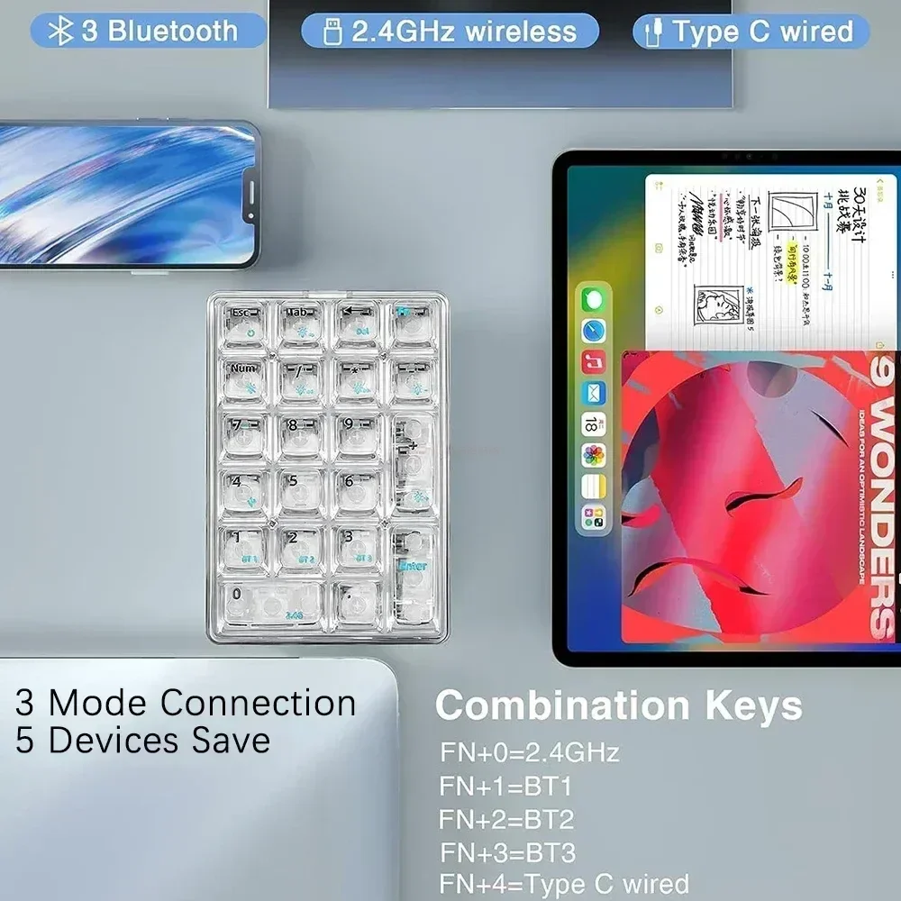 Клавиатура аукциона F21 с прозрачной цифровой клавиатурой 21 клавиша RGB-подсветка 3