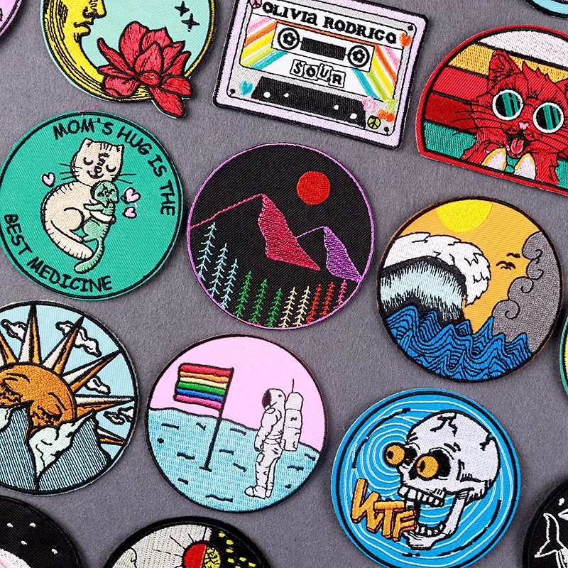 

Camping Patches For Clothing Mountain Hiking Embroidered Patches On Clothes DIY Iron On Patch For Jacket Badges Stripes Decor