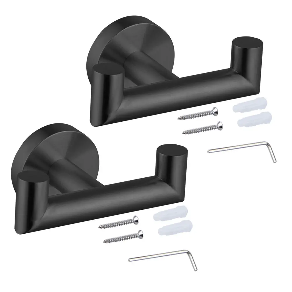 

2pcs Towel Hook Heavy Duty For Bathroom Storage Clothes Hanging Multipurpose Coat Double Home Organizer Kitchen Stainless Steel