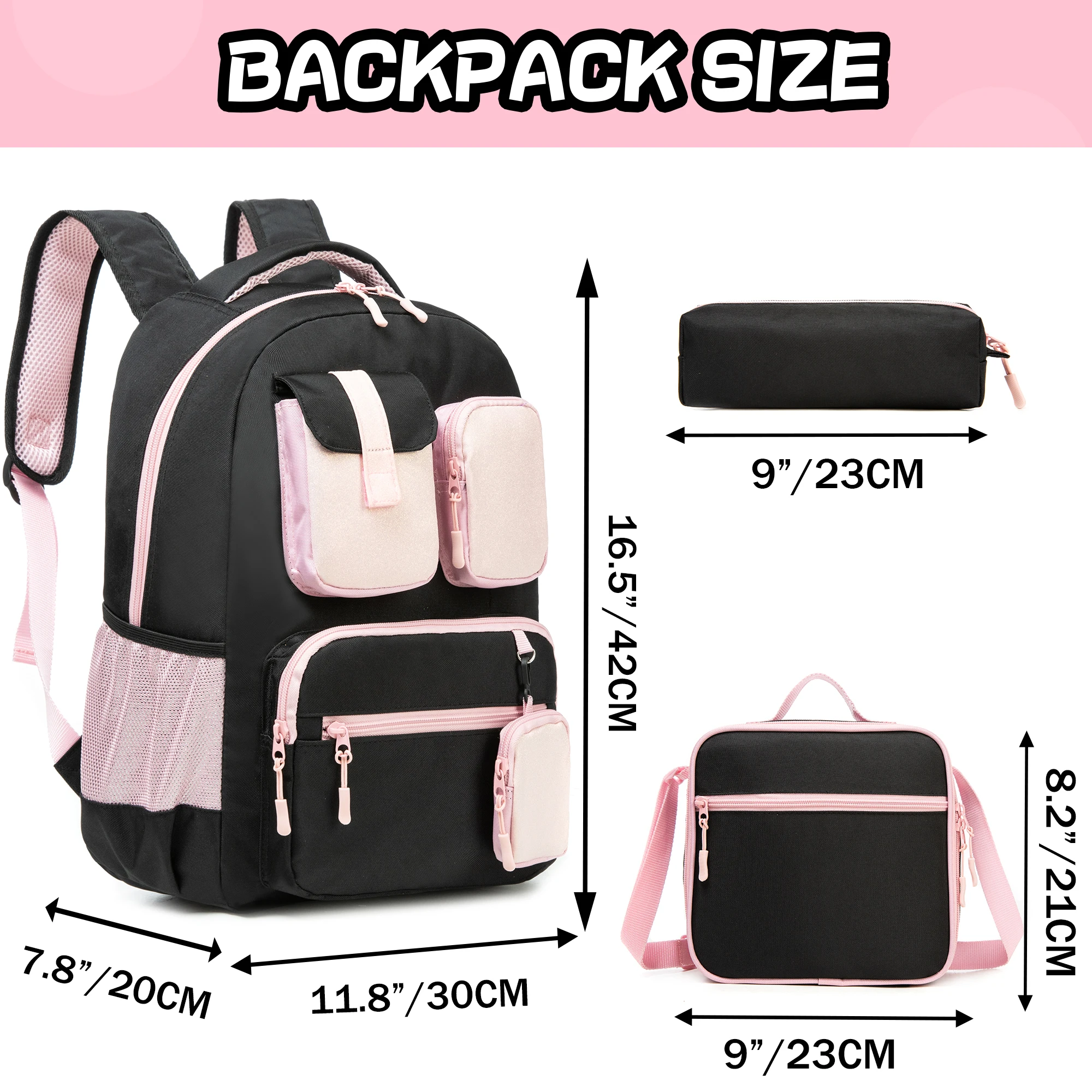 Рюкзак для девочек в консервативном стиле полиэстер однотонные школьные сумки с