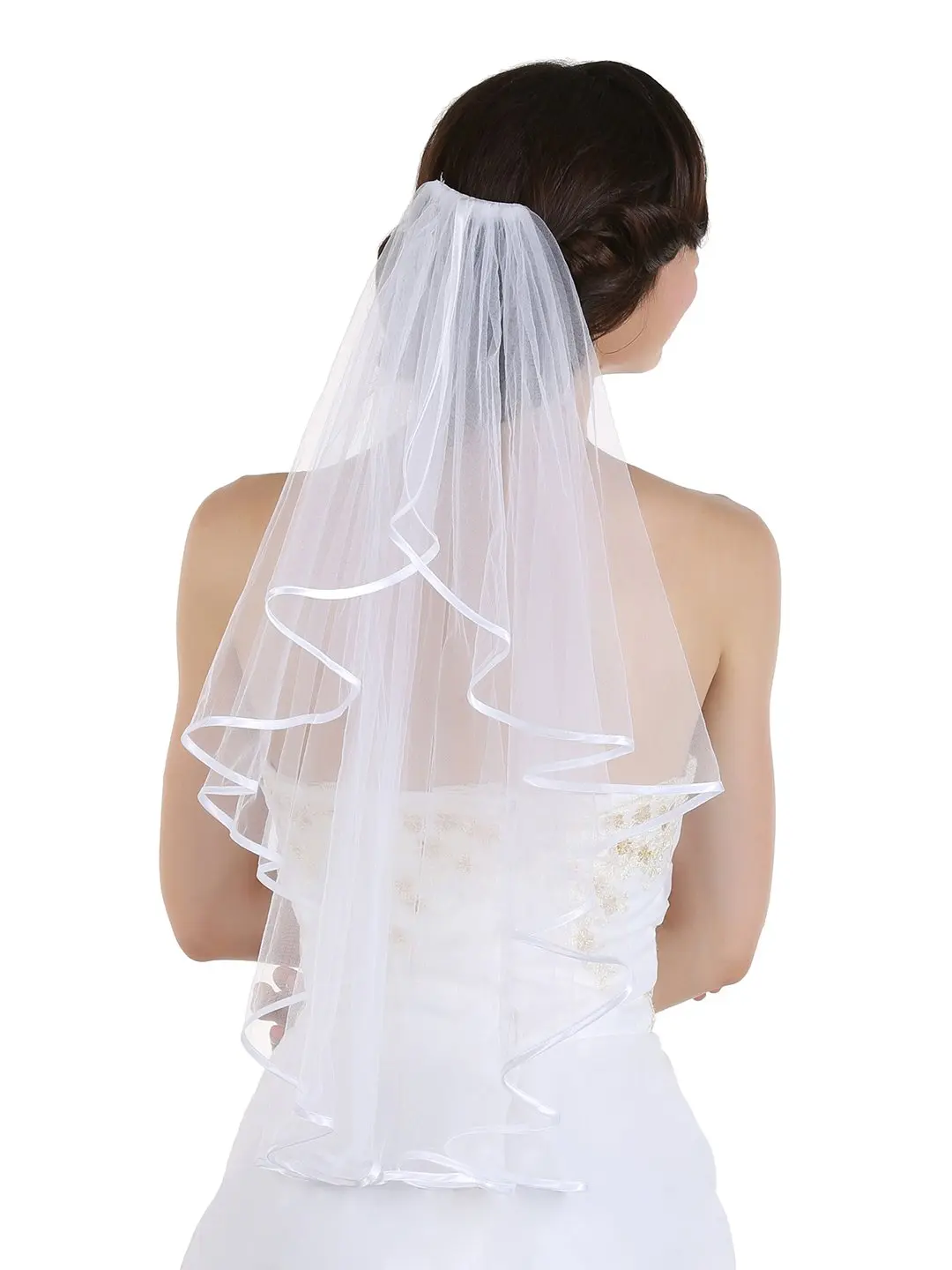 

Elegant 1T 1 Tier Ribbon Cascade Waterfall Bridal Veil 2024