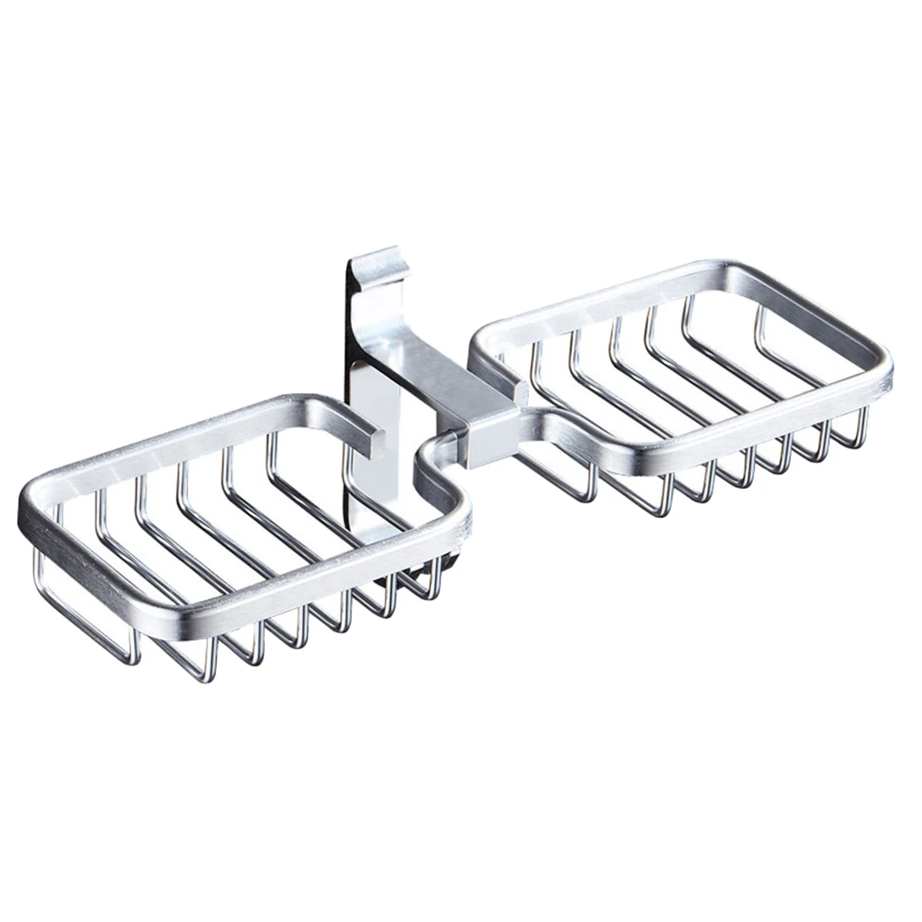 

Настенный держатель для мыла, двойная алюминиевая самоклеящаяся полка для мыла, без сверления отверстий, аксессуары для ванной комнаты