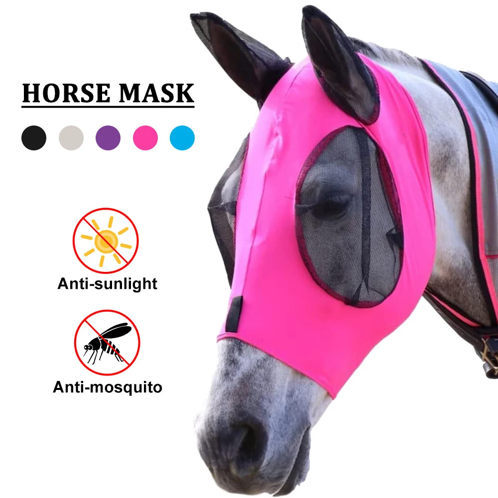 1PC Fly Horse Mask Anti-Mosquito Breathable Mesh Horse Riding Professional Safe Horse Wear Decoration Equestrian Supplies