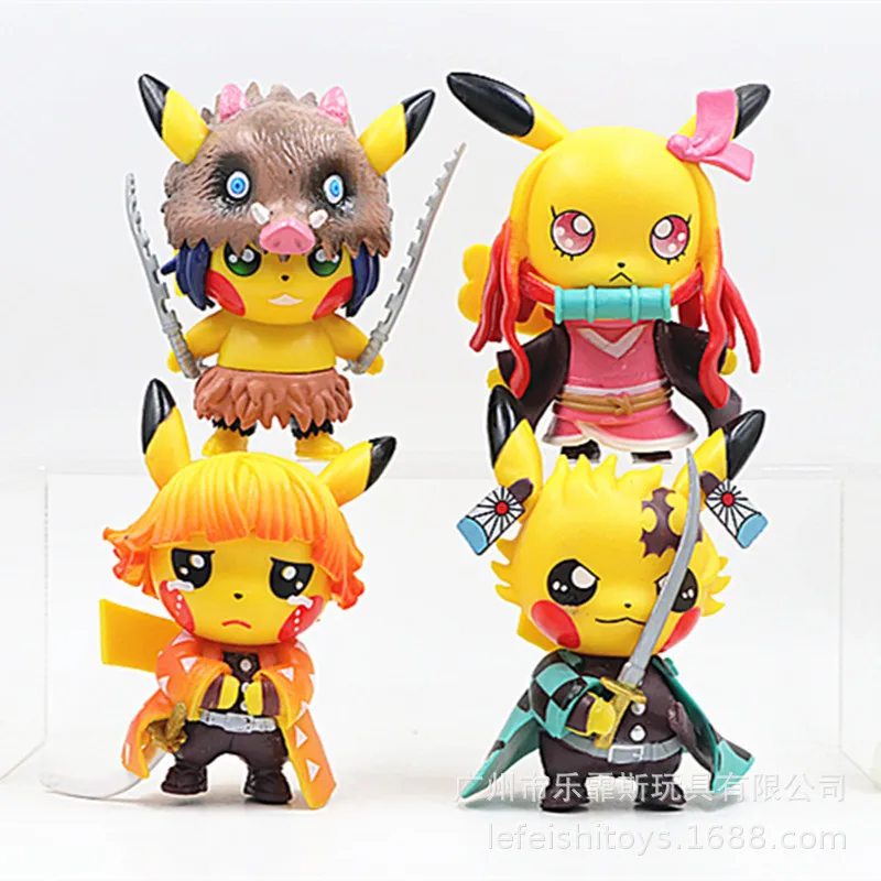 

Pokemon Pikachu Cos Kamado Nezuko Anime Figures Toy Demon Slayer Kimetsu No Yaiba Doll Pvc Material Modles Gifts Action Figurine