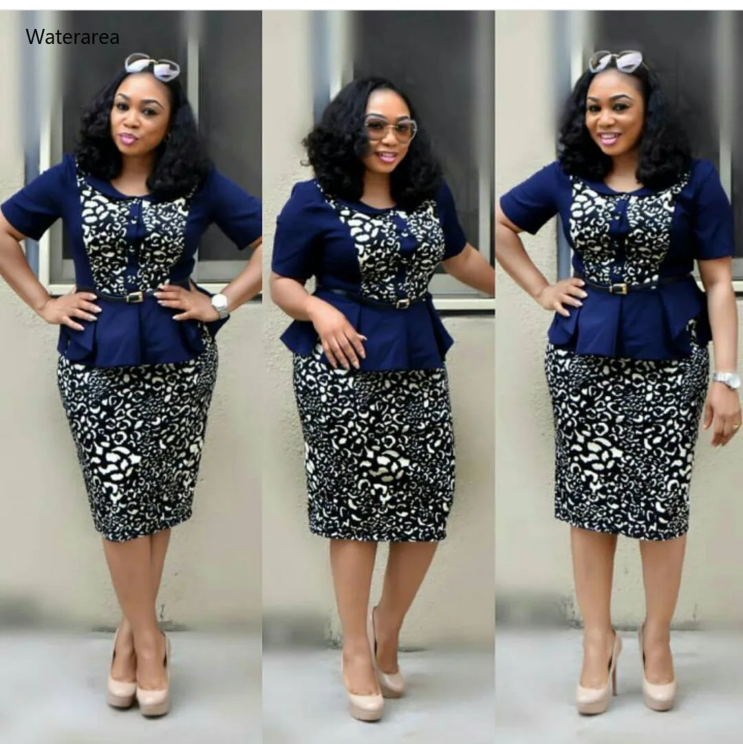 Женский офисный костюм из двух предметов элегантный топ с облегающей юбкой и