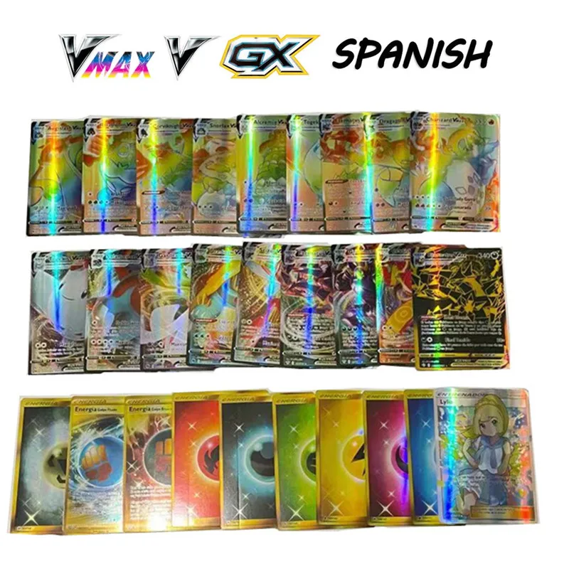 

Новая Испанская версия, 100 шт. карт Pokemon, яркий напряжение, меч и щит серии TCG, бустер, коробка, коллекция, торговая карточка, игра, игрушка