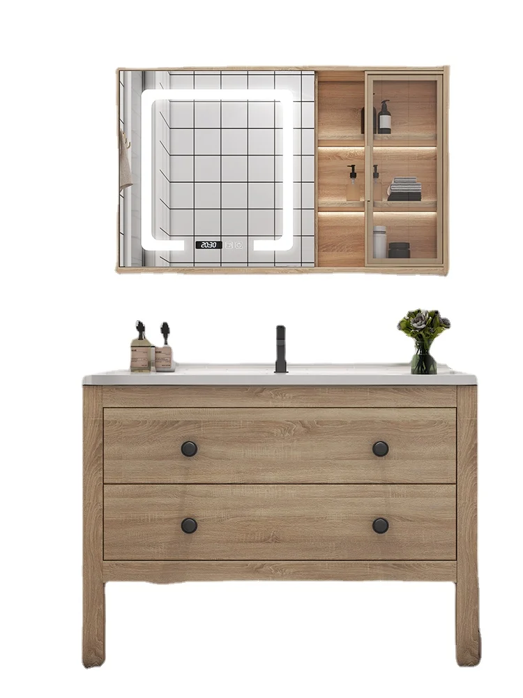 

Wyj Modern Simple Small Apartment Solid Wood Washstand Hand Washing Washbasin Cabinet Set Floor