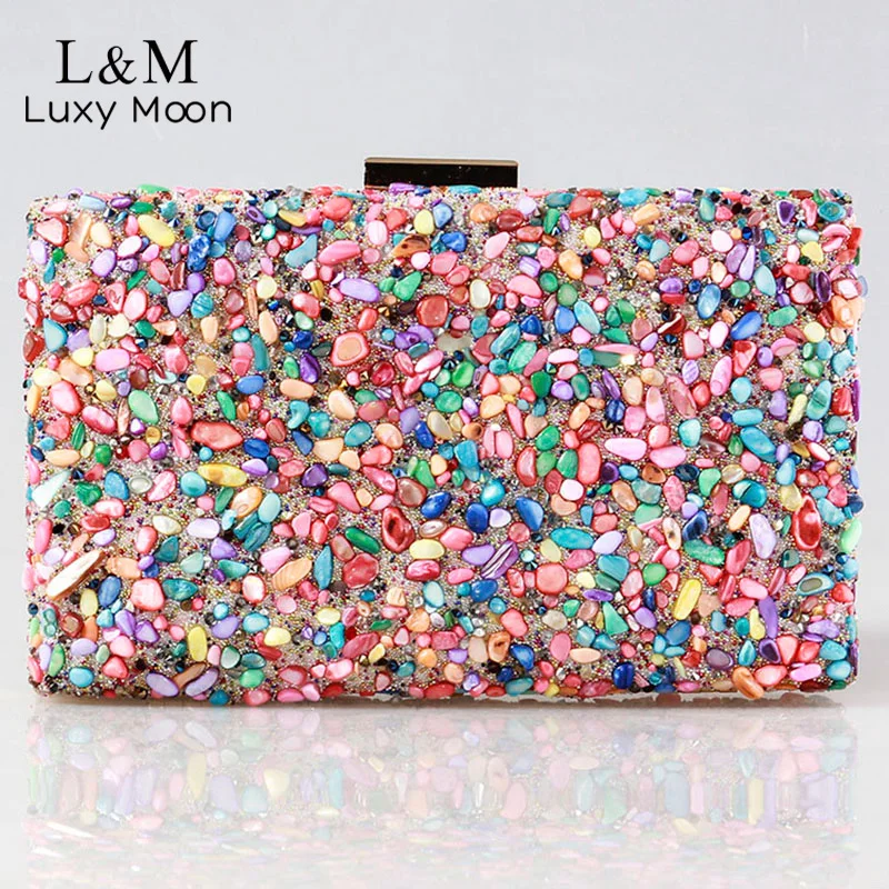 

Women's Party Clutch Purse Evening Bag Multicolor Crystal Stone Ethnic Clutch Bag Ladies Box Clutches Wallets for Weddings XA7R