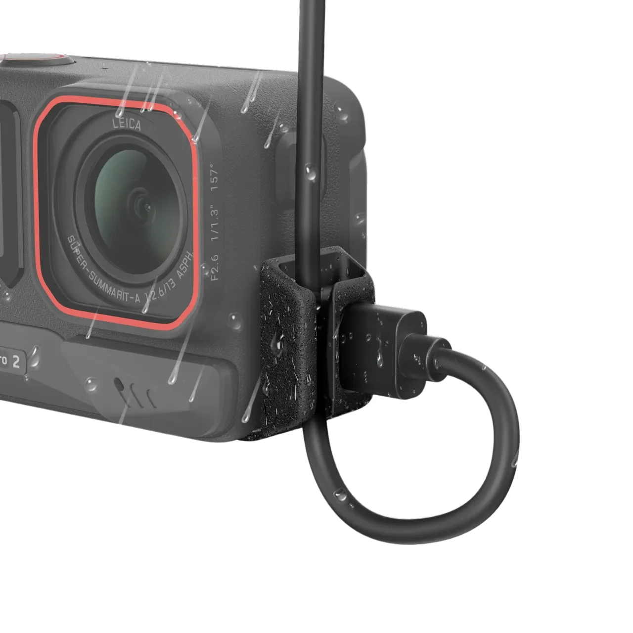 Фото Защитный чехол от дождя для Insta360 Ace Pro 2 Ace Pro с портом IPX4, устойчивым к брызгам, и кабелем 1,5 м для записи видео во время зарядки №2