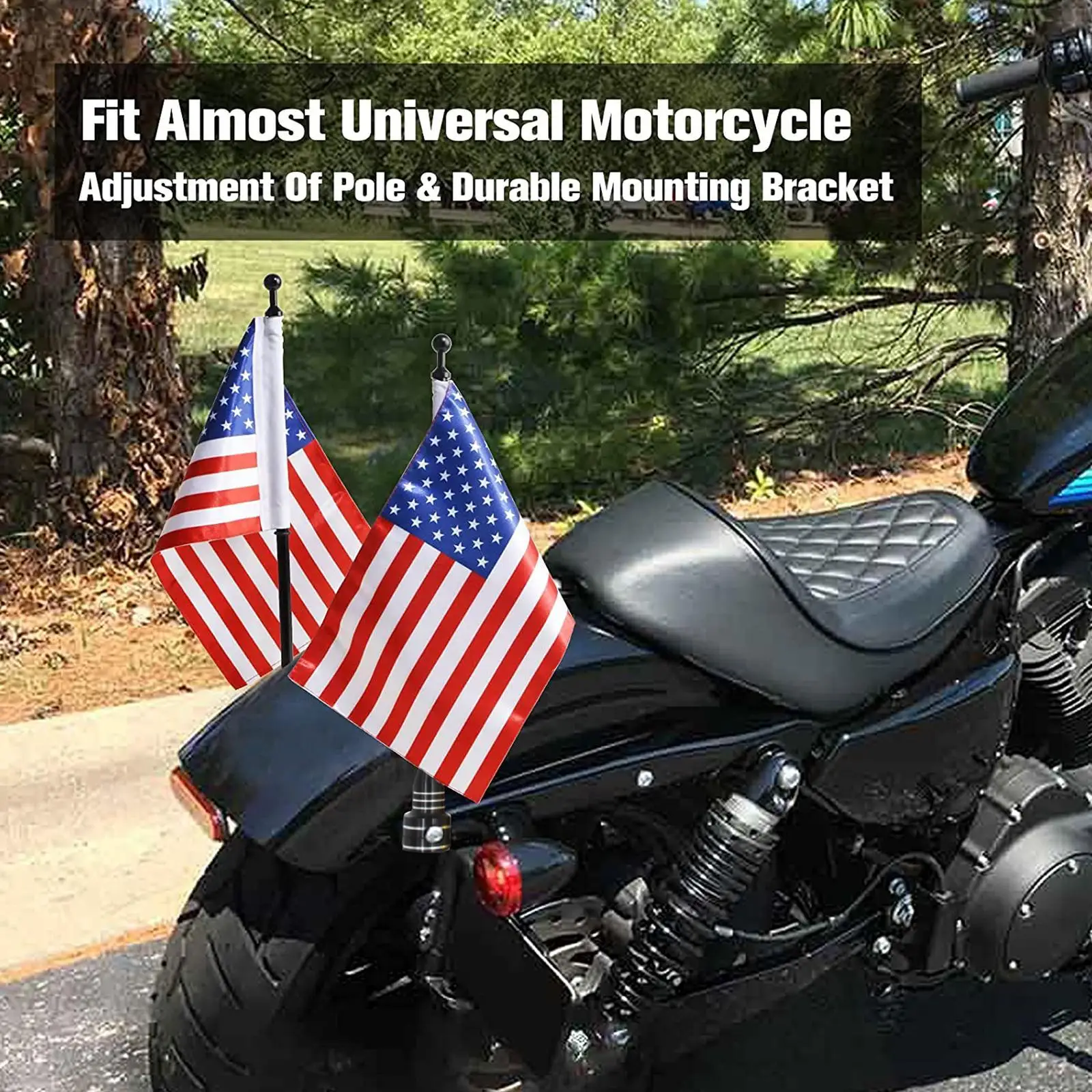 

Motorcycle Rear Luggage Rack Vertical Flag Pole Mount USA American Flag for HARLEY DAVIDSON Honda Goldwing
