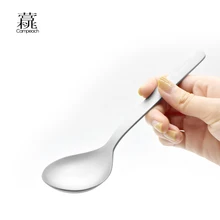순수 티타늄 대형 라운드 스푼, 긴 손잡이 야외 캠핑 용품, 피크닉 식기, 관광 하이킹 부시크래프트 디너웨어