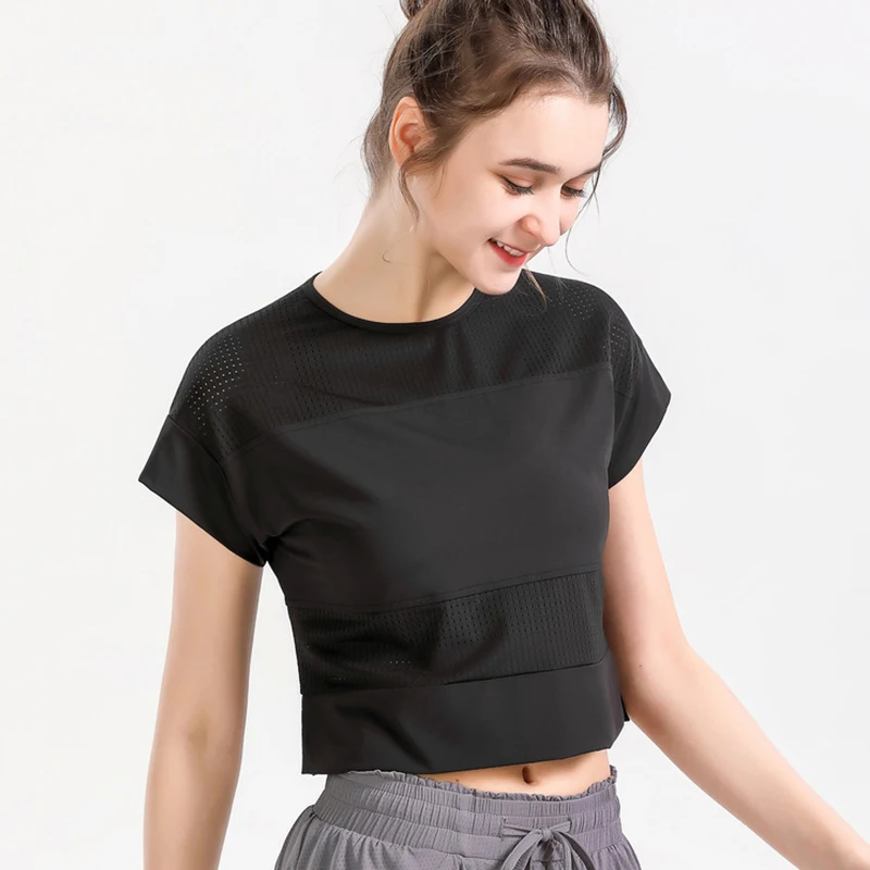 

lululemoni Yoga Sports Short Sleeved Women Loose Fitting Quick Drying Elastic Running Quick Drying Training T-Shirt Fitness