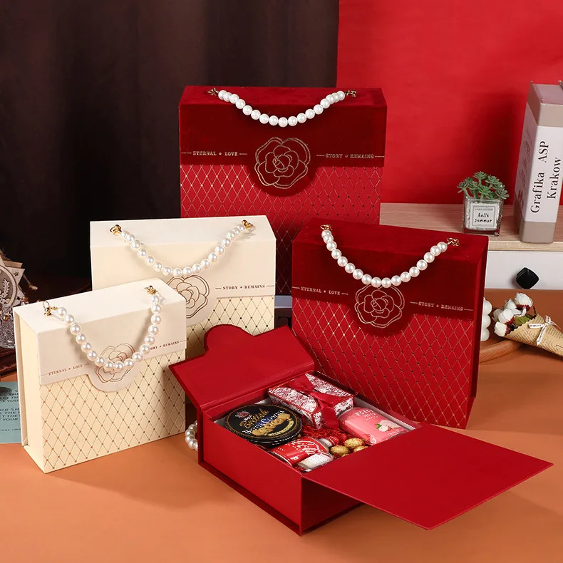 

Camellia Packing Box with Hand Gift Box Holiday Gift Box Packaging Christmas Gift Box for Sending Presents, Party Small Gift