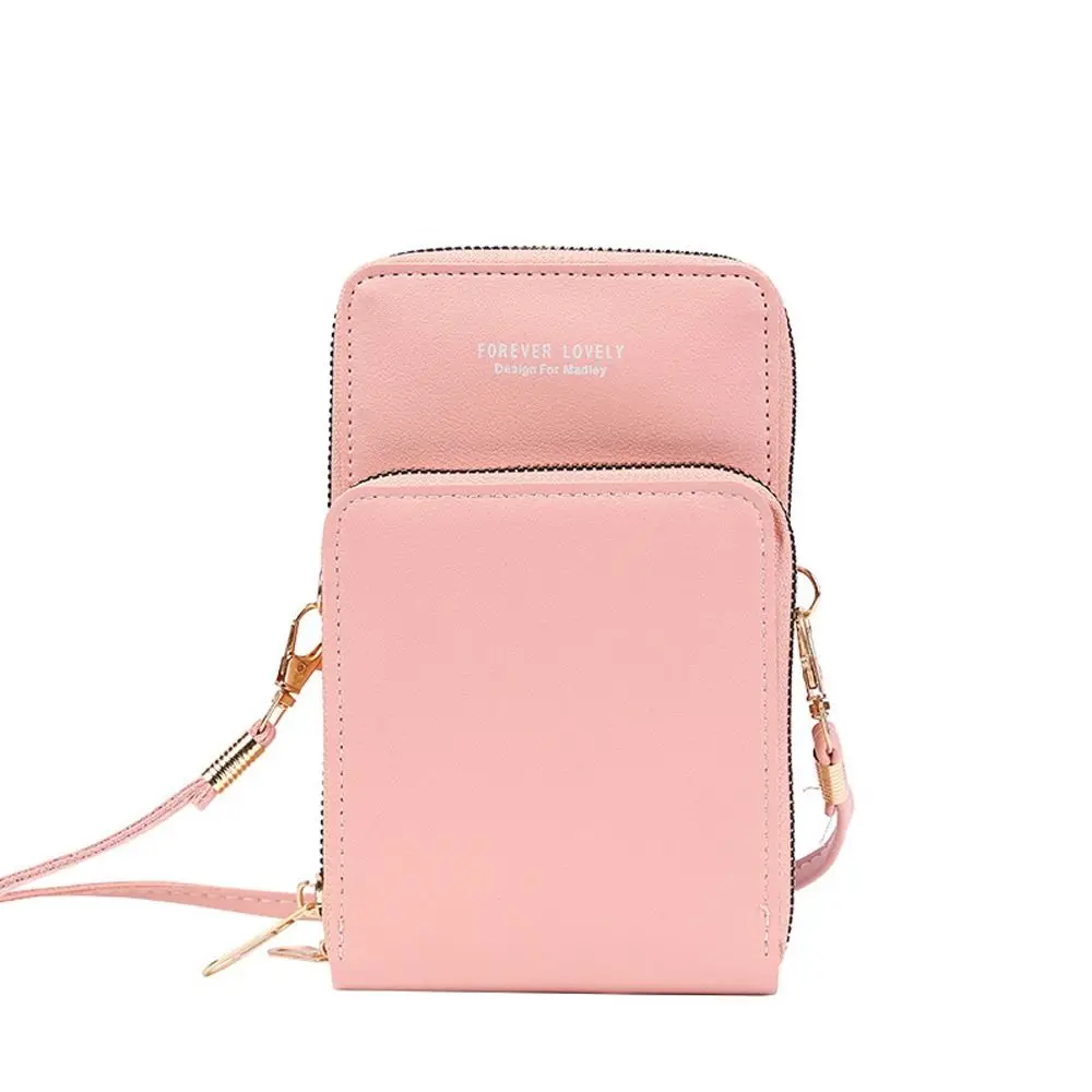 Wallet Zipper Letter Card Holder PU Leather Korean Coin Purse Crossbody Bag Women Shoulder Bag Touch Screen Phone Bag