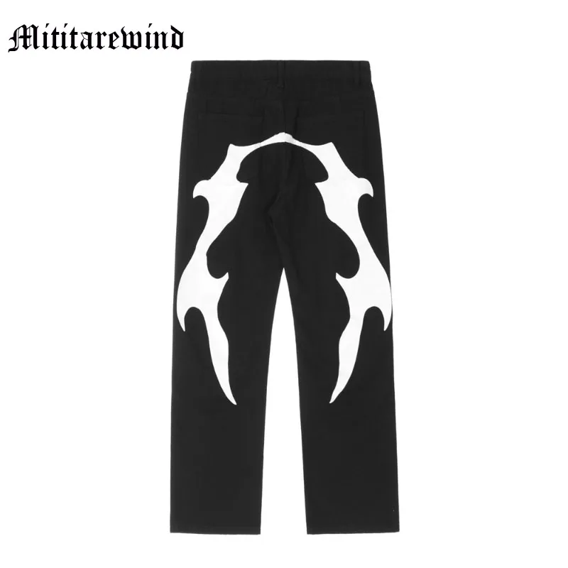 

American Hip Hop Letter Embroidery Print Solid Men Pants High Street Slacked Loose Baggy Streetwear Four Seasons Casual Trousers