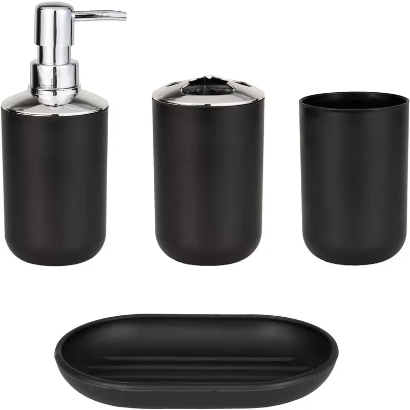 

NEW 4pcs Luxury Bathroom Accessories Plastic Toothbrush Holder Cup Soap Dispenser Dish Toilet Holder Bottle Cup Bathroom Set