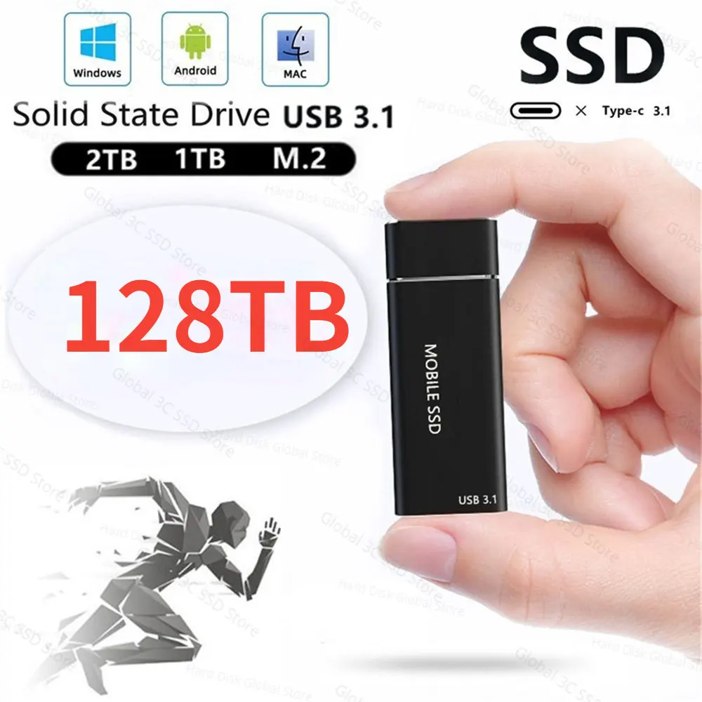 

2023 New External SSD 2TB 8TB 16TB 128TB Portable Solid State Drive Hard Drive USB3.1 Type C for Laptop Hard Disk