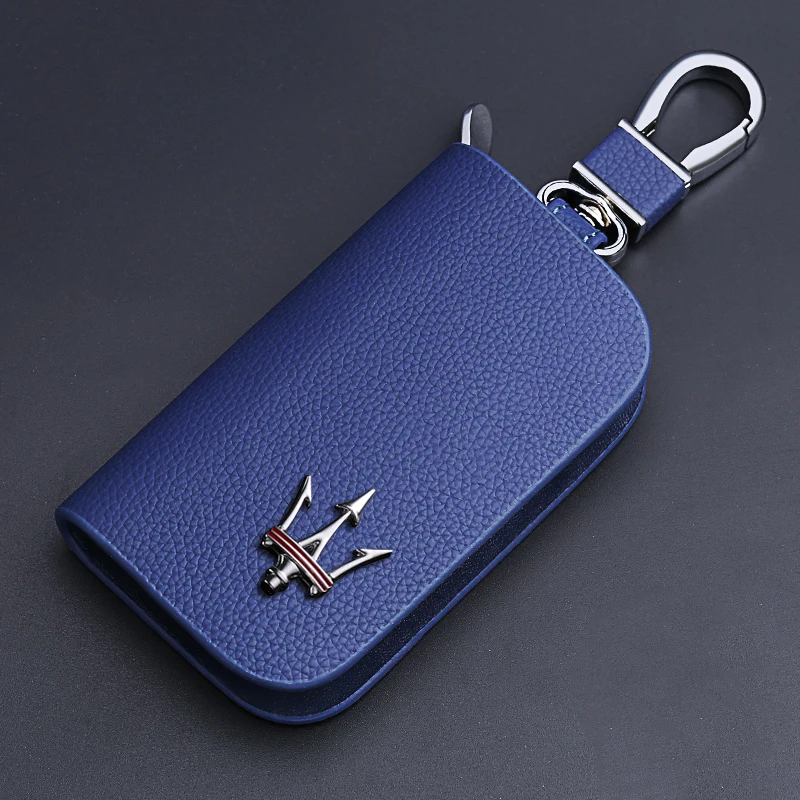 

New High Quality Leather Car Key Case For Maserati Levante Quattroporte GranTurismo Coupe Sport Metal Logo Car Key Accessories