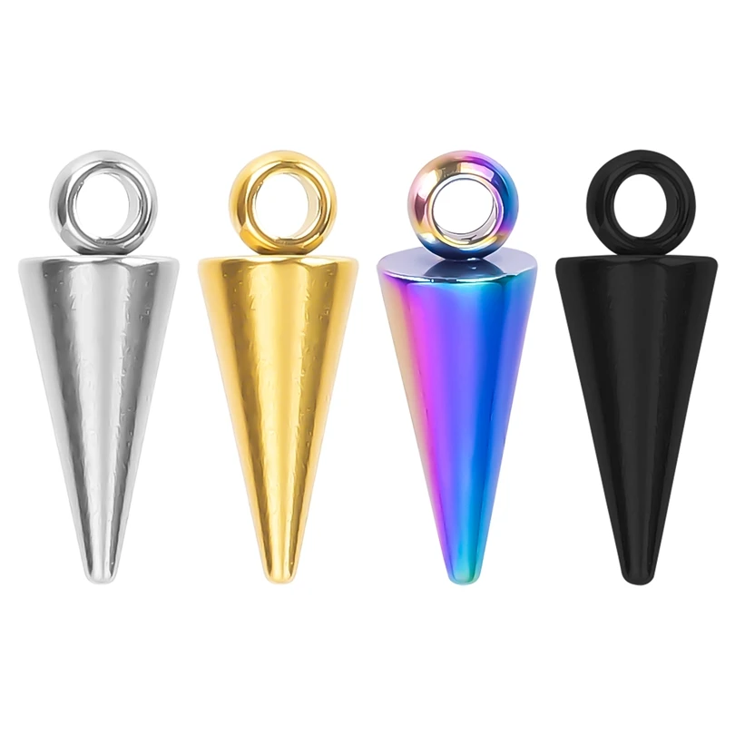 

10pcs/lot Punk Earrings Dangle Cone Stainless Steel Charm Fashion Pendant Accessories Jewelry Making Craft Supplies DIY Material