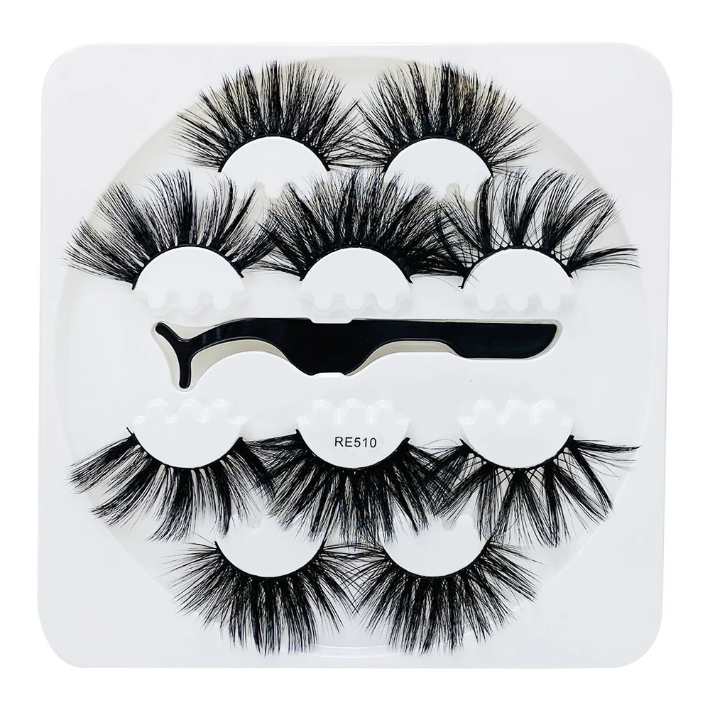 

5 Pair Natural False Eyelashes with Tweezers Dramatic 3D Mink Lashes Thick Fake Eyelash Extension Faux Cils Makeup Maquiagem