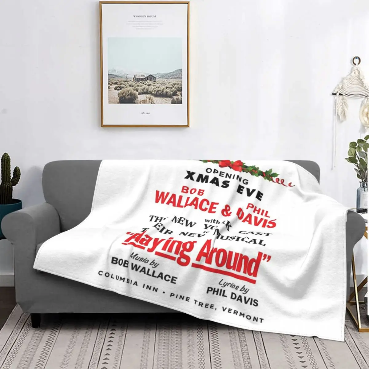 

White Christmas Playing Around Promo Blanket Bedspread On The Bed Living Room Sofa Bed For Winter Decorative Sofa Blankets
