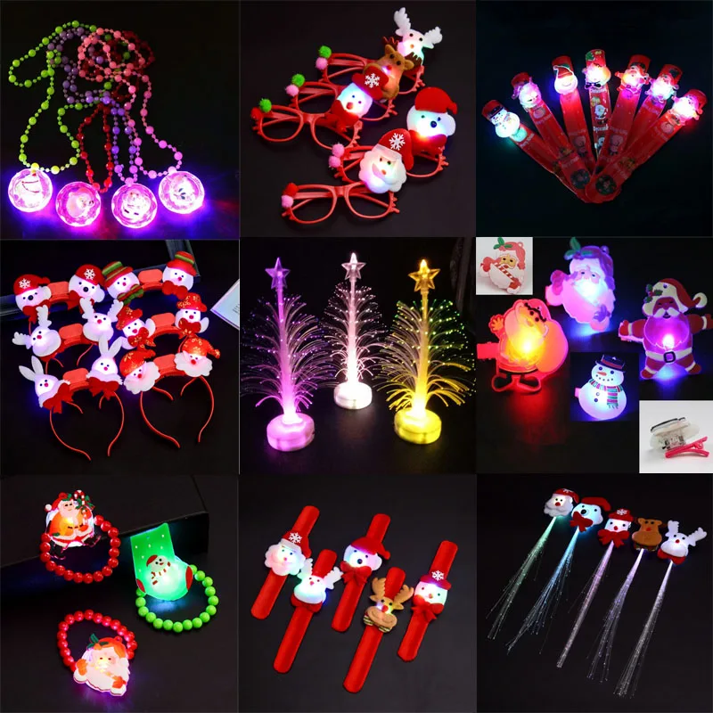 

2022 Рождественская повязка на голову, брошь на браслет со светодиодом, кольца на палец, аксессуары для рождественского декора, подарок на Рож...