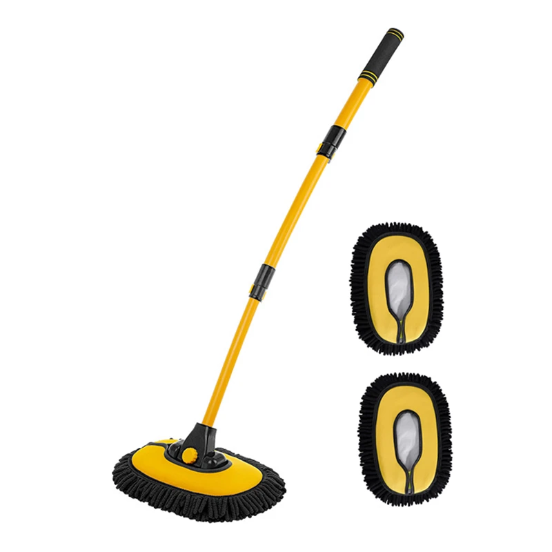 

Long Handle Chenille Cleaning Broom Wash Brush 15 Degree Bend Car Telescoping Cleaning Brush Mop Auto Accessories