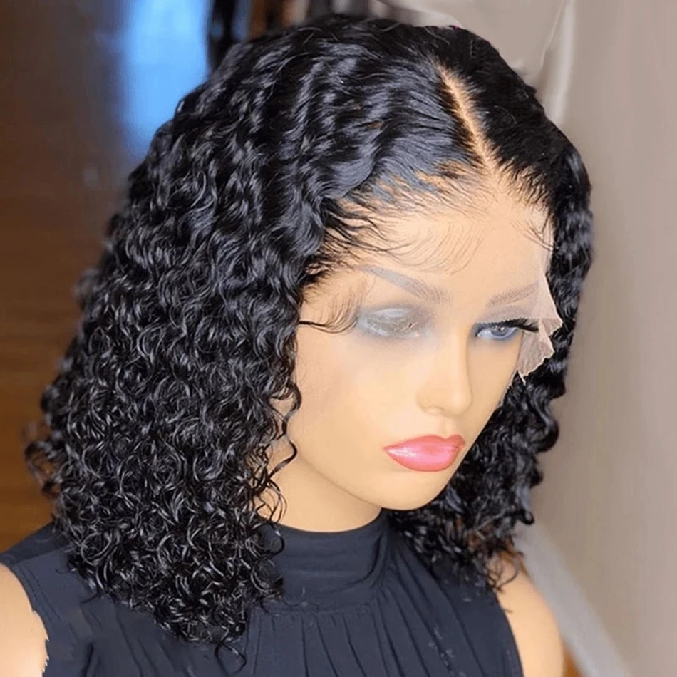 Brazilian Short Curly Bob Lace Front Human Hair Wigs PrePluck With Baby Hair Deep Wave Frontal Wig For Women Water Wave Lace Wig