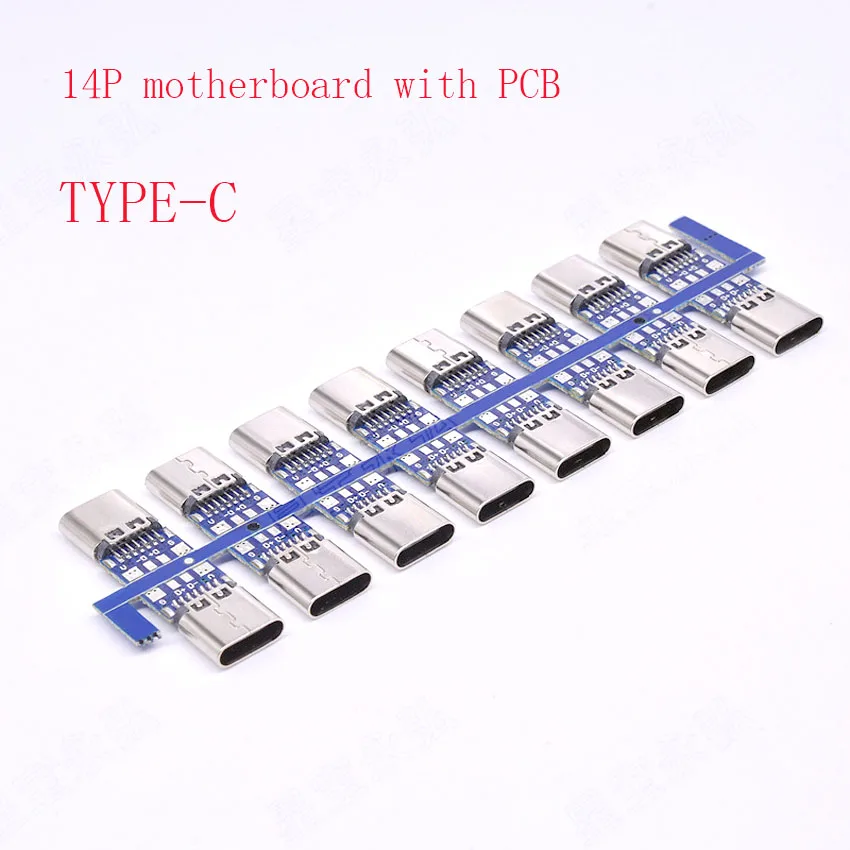 1-10pcs-usb-31-type-c-connector-14-pin-female-socket-receptacle-through-holes-pcb-180-vertical-shield-usb-c1