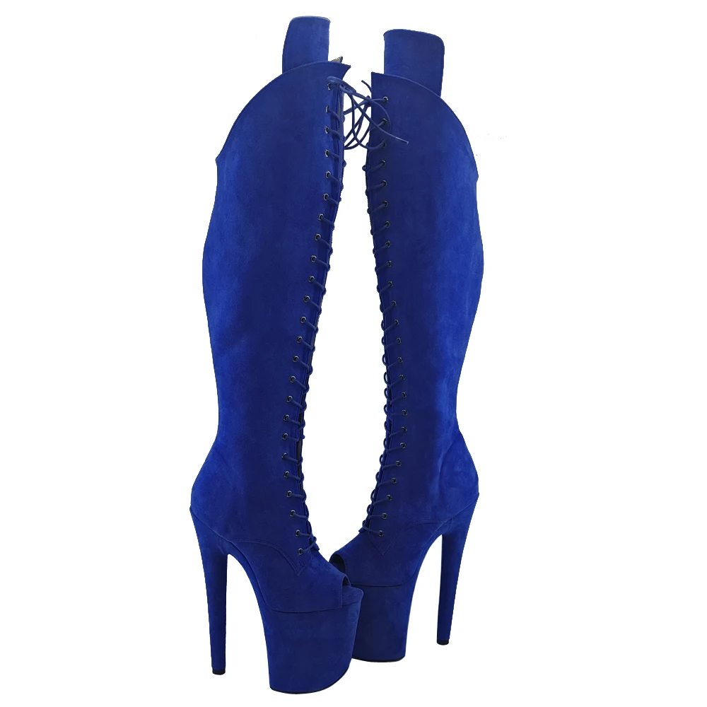 Leecabe Suede Upper 20CM Pole dancing shoes High Heel platform Boots open teol Pole Dance boots