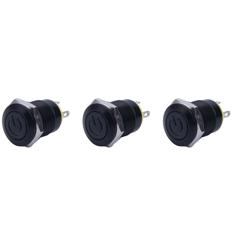 

3X 12V 2A 9.5Mm LED Metal Cap Power Momentary Push Button Switch Car DIY Modified, Yellow