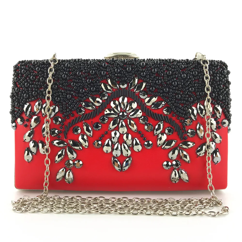 

Sequined Flower Shell Evening Bags Beading Bucket Design Party Handbags Pearl Wedding Bridal Female Purse