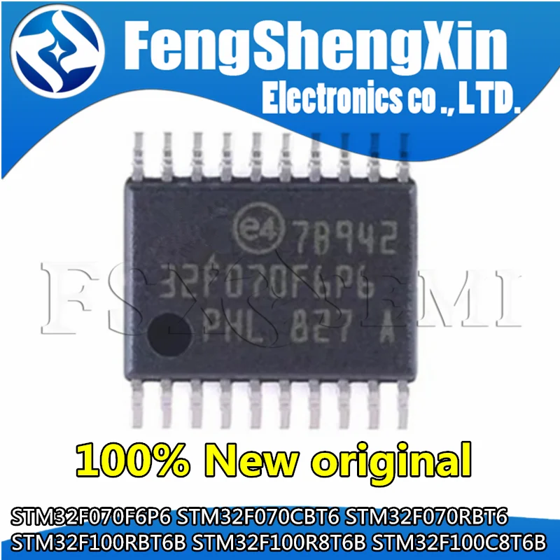 10pcs STM32F070F6P6 STM32F070CBT6 STM32F070RBT6 STM32F100RBT6B STM32F100R8T6B STM32F100C8T6B STM32F070 STM32F100 MCU