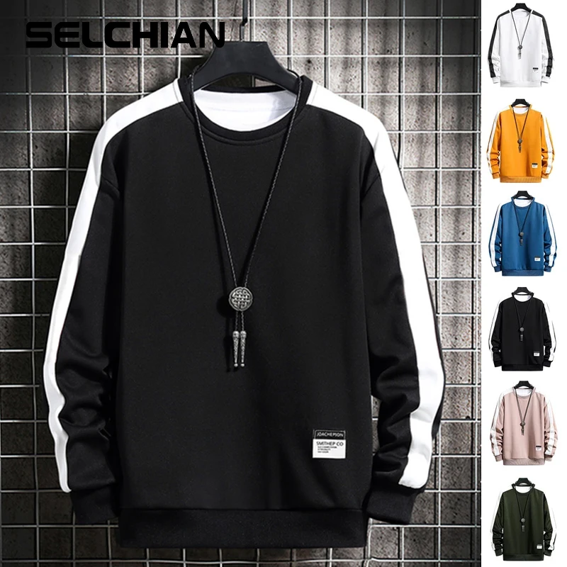 

2021 Mens Sweatshirts Harajuku Style Round Neck Fashion Hoodie Men Spring Autumn Sweatshirt Patchwork Multi-colors Male Clothing