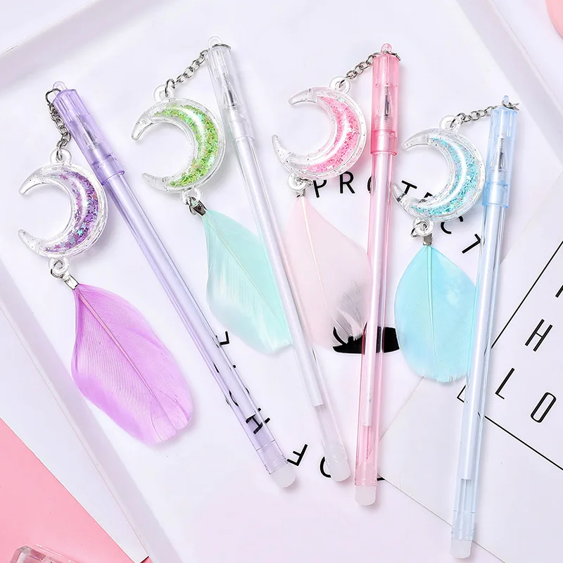 

40PCS Ins girl heart Sequin feather pendant neutral pen cute creative Moon Pendant pen student signature pen water pen