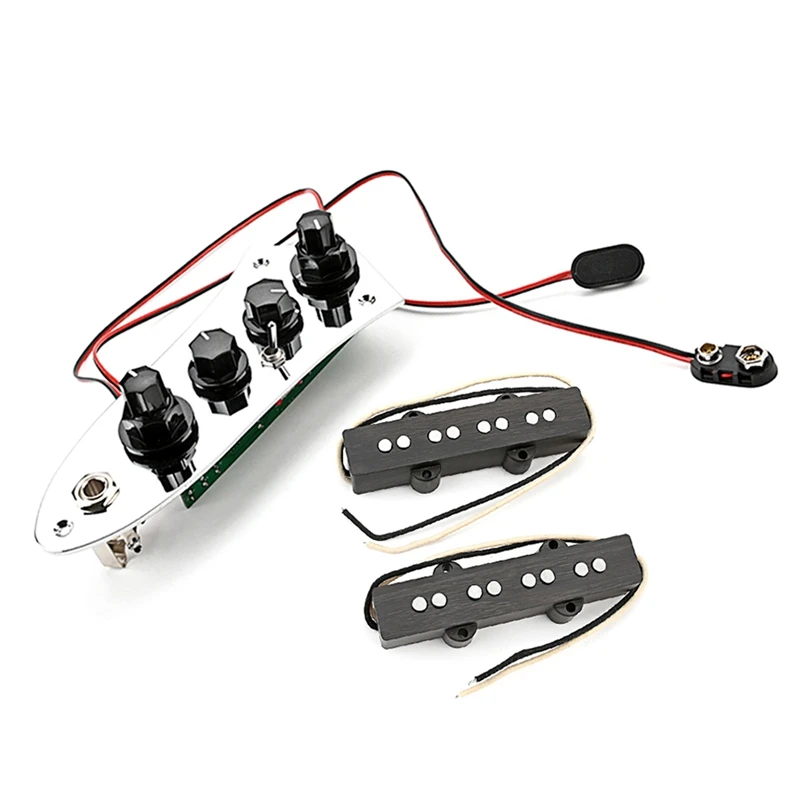 

Jazz JB Bass Pickup Neck/Bridge And Loaded Wired Control Plate With Black Knobs Set For Open 4 String Bass