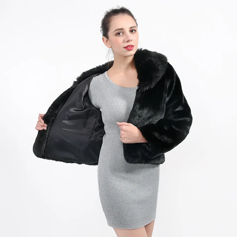 Women's Fur Jacket Winter Imitated Mink Fur Short Coat Women's Imitation Fur Fox Fur Collar Rabbit Fur Short Coat Faux Fur Coat