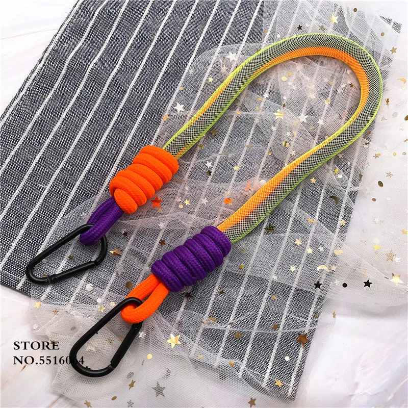 Флуоресцентные цветные регулируемые ремни волнистый короткий ручной шнурок