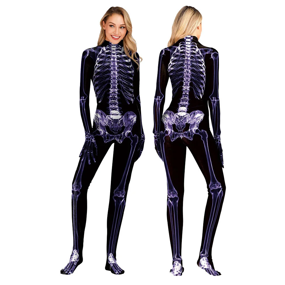 

IOOTIANY Perspective Skeleton 3D Print Sexy Bodysuits Women/Men Long Sleeve Cosplay New Party Tight Jumpsuits 2023