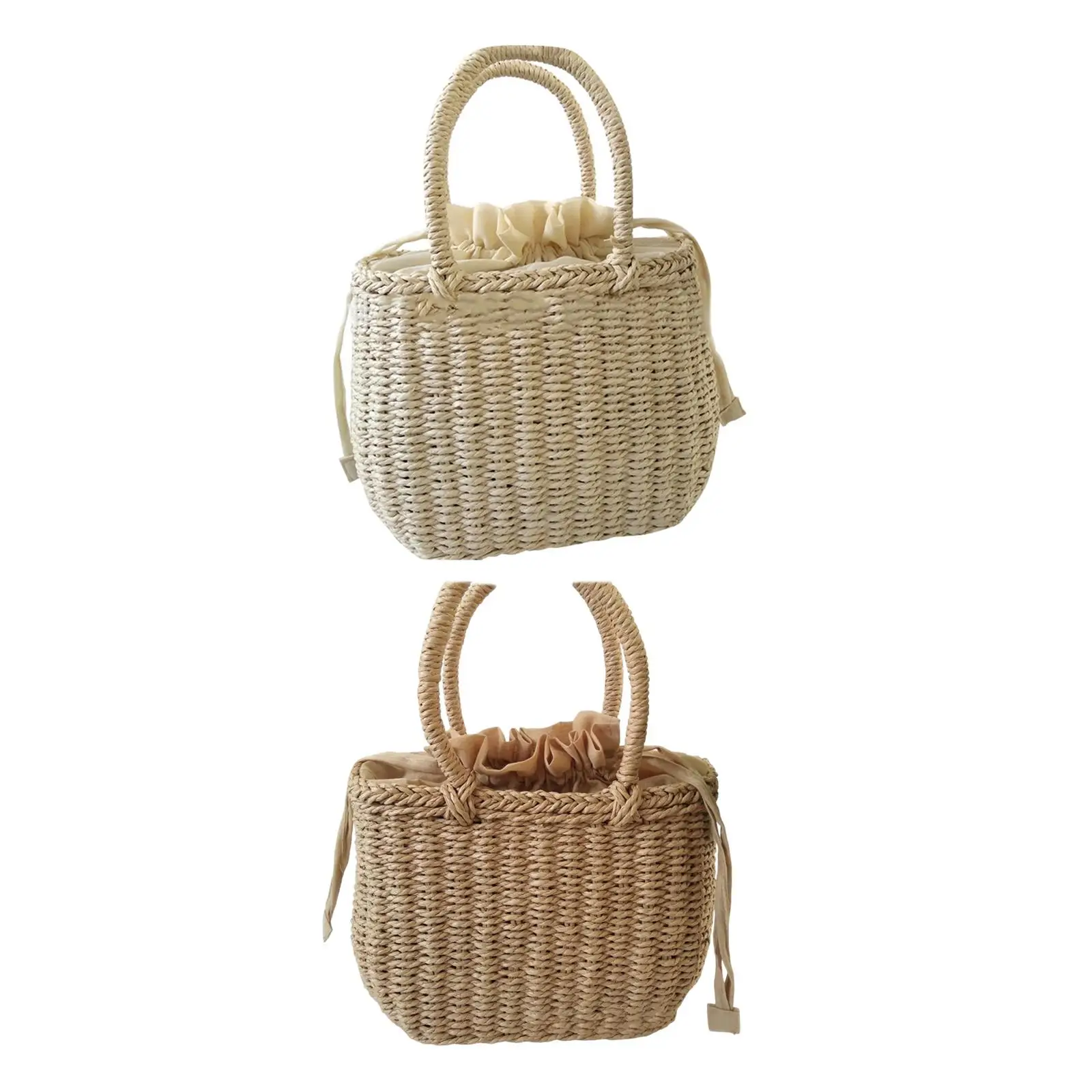 

Fashion Women Woven Bag Lady Casual Handmade Top Handle Satchel Weaving Straw Handbag for Holiday, Picnic, Vacation, Travel