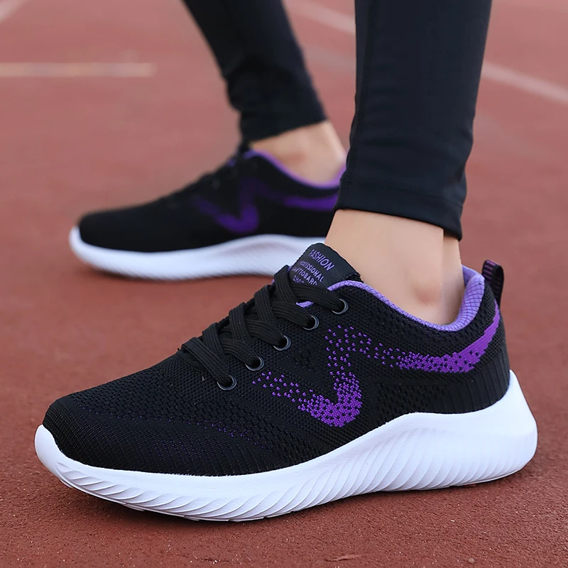 New Fashion Weave Women's Vulcanize Shoes Casual Light Breathable Air Mesh Women Sneakers Outdoor Walking Lace Up Women's Shoes