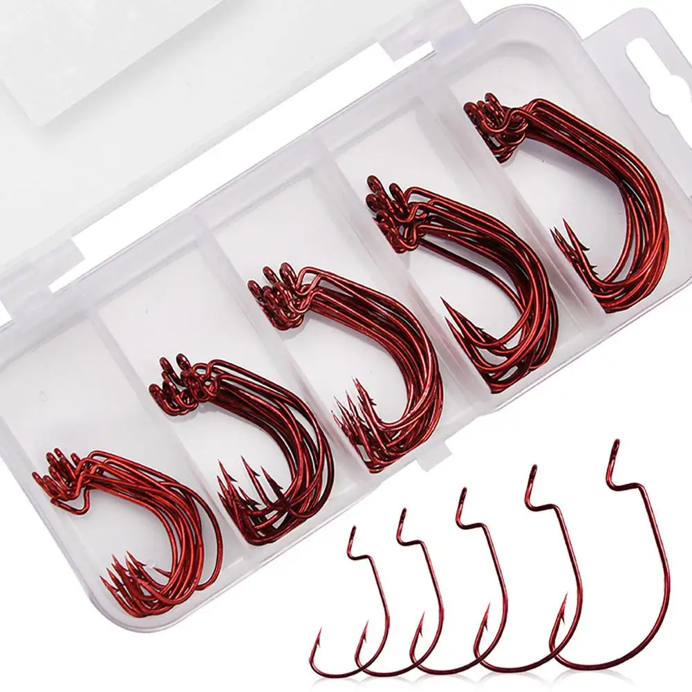 

50 шт., рыболовные крючки с коробкой для хранения