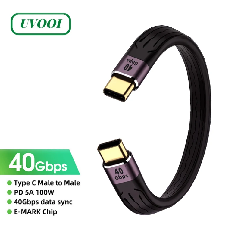 

UVOOI PD 100W 5A Fast Charging USB C to Type C Cable USB 4.0 Gen3 Data Cable Thunderbolt 3 4K@60Hz Cable For Samsung S22 Huawei