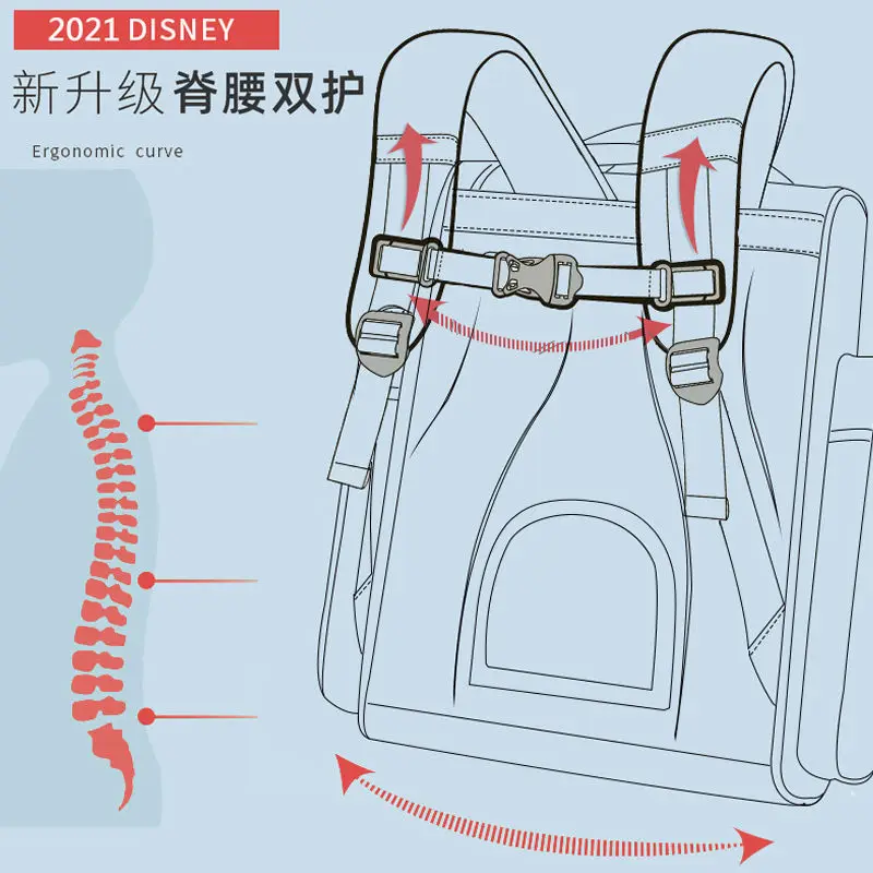Disney elementary school children's schoolbag 1-3 grade 36 men's and women's backpack light load reduction and spine protection