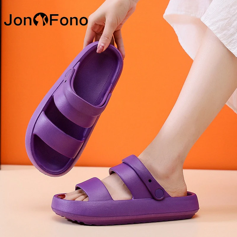 

JonoFono 2022 Summer Women Slippers Two Way To Wear Thick Bottom Soft Sole Eva Indoor Home Bathroom Non-Slip Female Flip Flops
