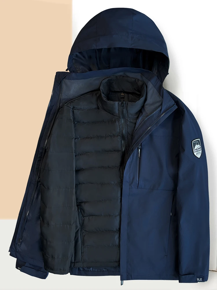 Autumn and Winter Cotton-Padded Coat Outerwear Middle-Aged Men's Detachable Jacket Two-piece Suit Elderly Dad...