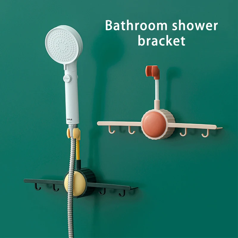 Shower Head Holder No Punching Universal Shower Bracket Adjustable Bathroom Nozzle Holder Bracket with Hook Bathroom Accessories