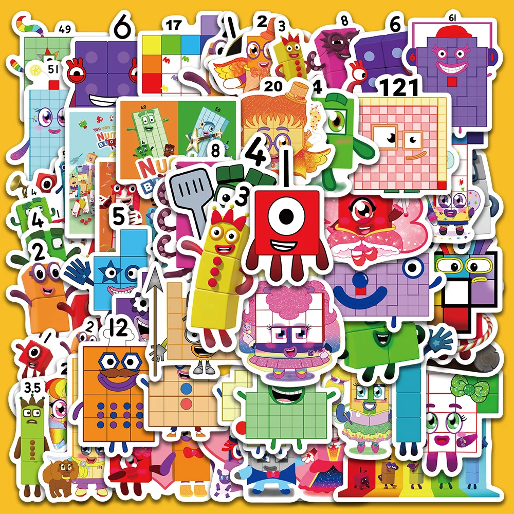 

10/50pcs Funny Cute Cartoon Anime Number Blocks Stickers Kids Toy Waterproof Graffiti For Luggage Phone Notebook Laptop Decals