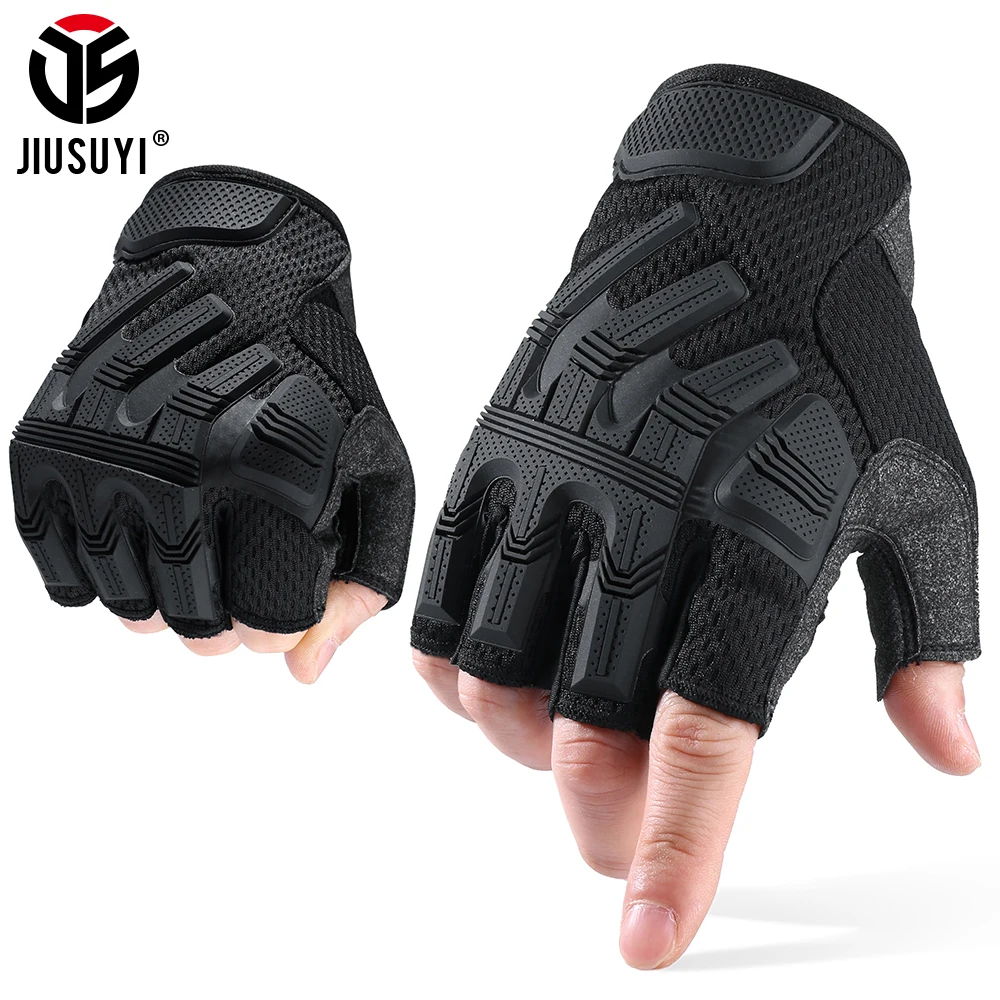 Tactical Mittens Half Finger Gloves Fingerless SWAT Glove Army Military Rubber Protective Airsoft Bicycle Shooting Driving Men