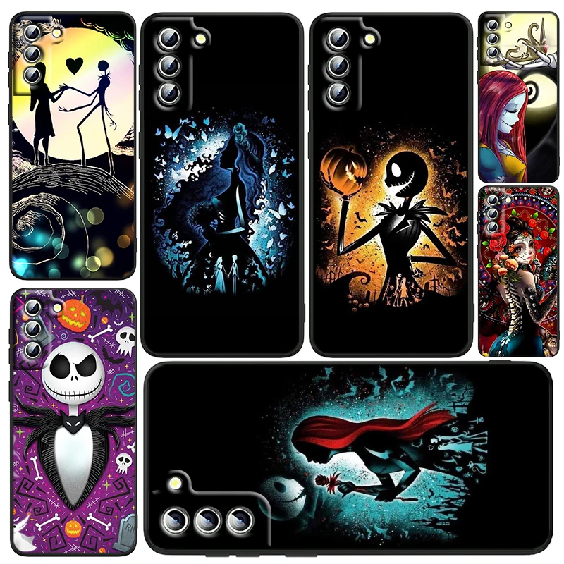 Nightmare Christmas Jack Art Phone Case For Samsung Galaxy S23 S22 S21 S20 FE Ultra Pro Lite S10 S10E S9 Plus 5G Black Funda